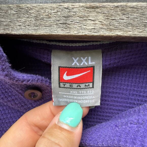 K-State Nike XXL Purple Henley Waffle Knit Pullover Hooded Long Sleeve Shirt - Picture 3 of 9